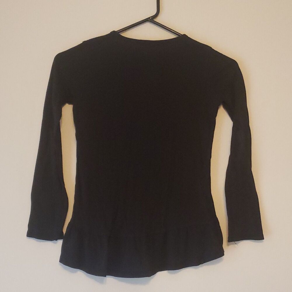 Girls Tunic Shirt BLACK HI-LOW Ruffle GOLD SILVER STAR Reverse Sequins Med 7-8 - Picture 4 of 4